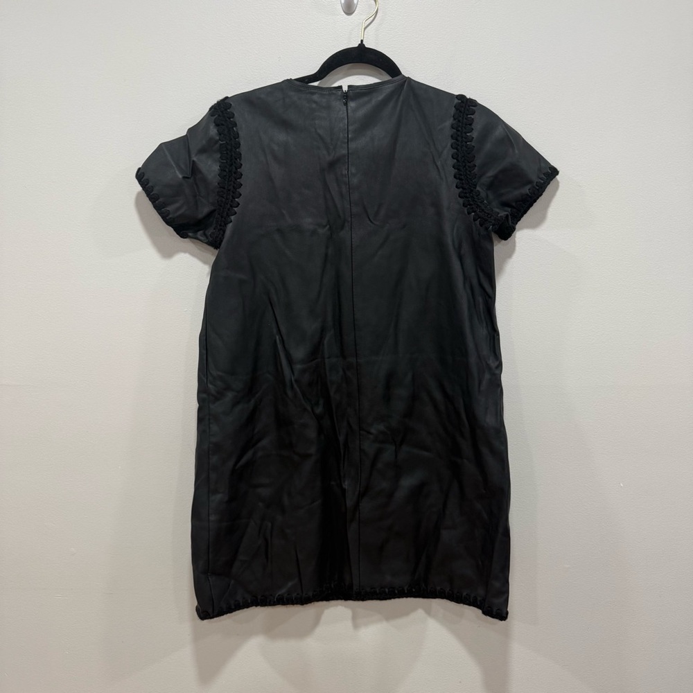 Zara Faux Leather Shift Dress w/ Braided trim Medium 5507/102 - Picture 4 of 8
